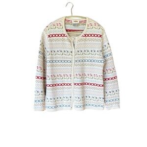 Talbots Fair‎ Isle Knit Cardigan Sweater Small 100% Cotton Preppy Cottagecore